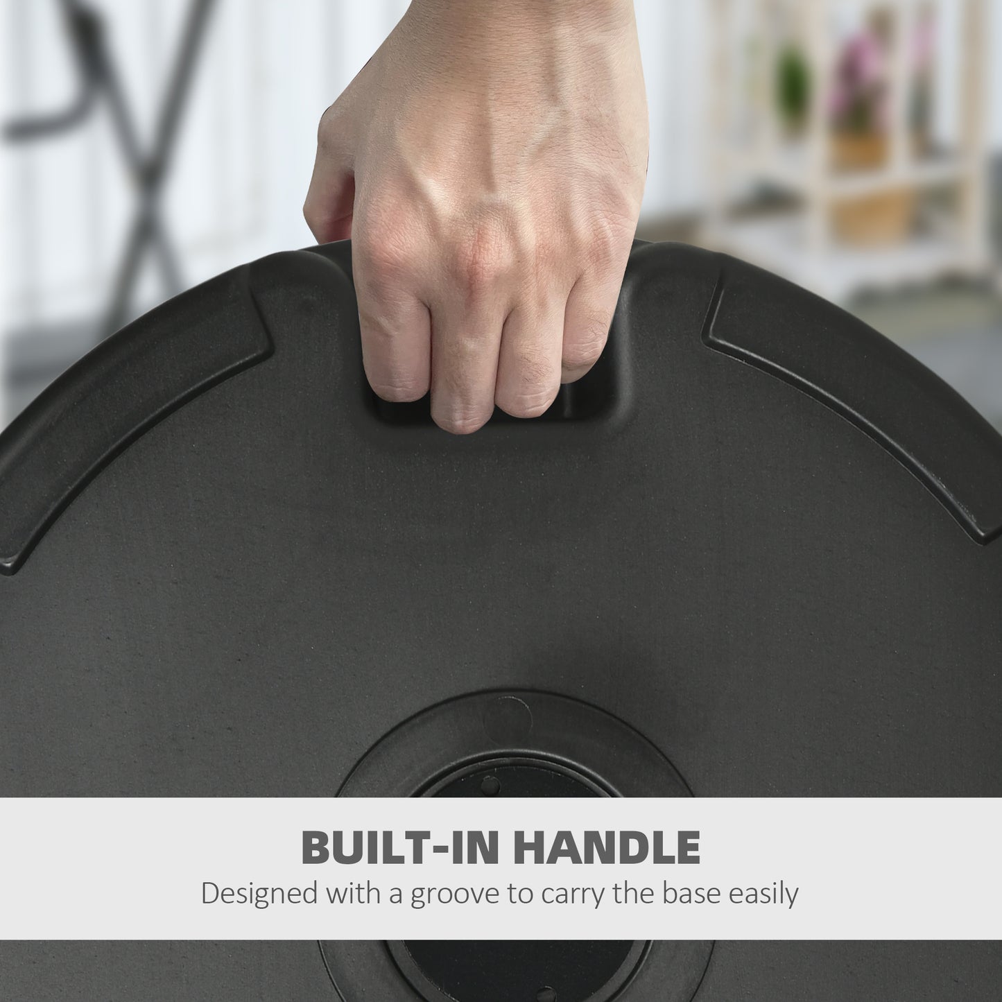 77 lb Heavy Duty Patio Umbrella Base, 22" Round Market Umbrella Stand for Deck, Outdoor, Backyard, Black
