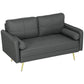 56" Loveseat Sofa for Bedroom Upholstered 2 Seater Couch with Back Cushions and Pillows, Dark Grey