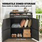 Wicker Outdoor Storage Cabinet with 2 Doors and Drawers, 2-Tier Shelf Rattan Patio Storage Cabinet, Dark Grey