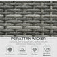 3 Pieces Rattan Wicker Outdoor Conversation Furniture Set w/ Loveseats Coffee Table Cushions for Garden, Patio, Beige