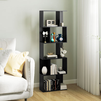 5-Tier S-Shaped Geometric Bookshelf