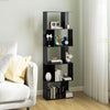 5-Tier Geometric Bookshelf, S Shaped Bookcase, Modern Freestanding Display Shelf Unit for Home Office, Black