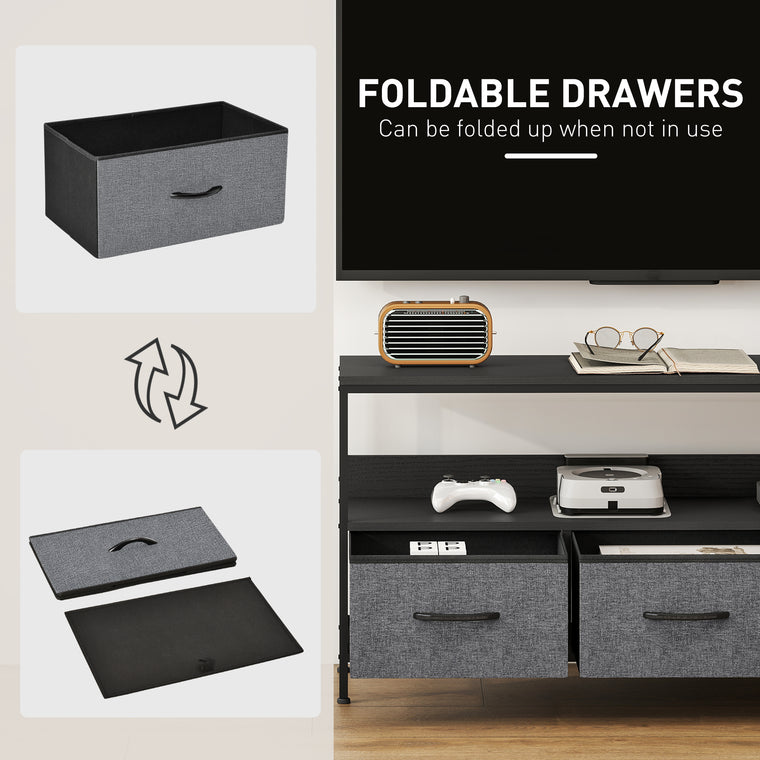 TV Stand with Charging Station and 3 Linen Drawers