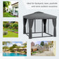 10' x 10' Outdoor Patio Gazebo Double Soft-top Garden Shelter Tent with Curtains, & Mesh Screen Drapes, Light Grey
