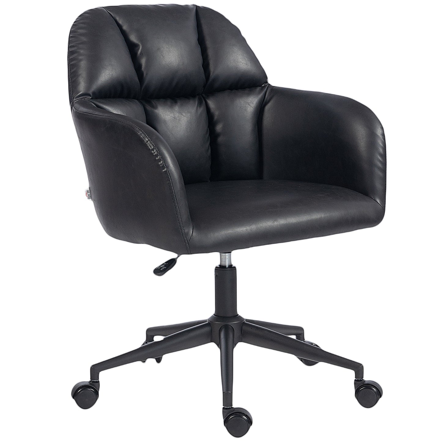 Swivel Office Chair, Faux Leather Desk Chair with Adjustable Height for Living Room, Bedroom, Study, Black