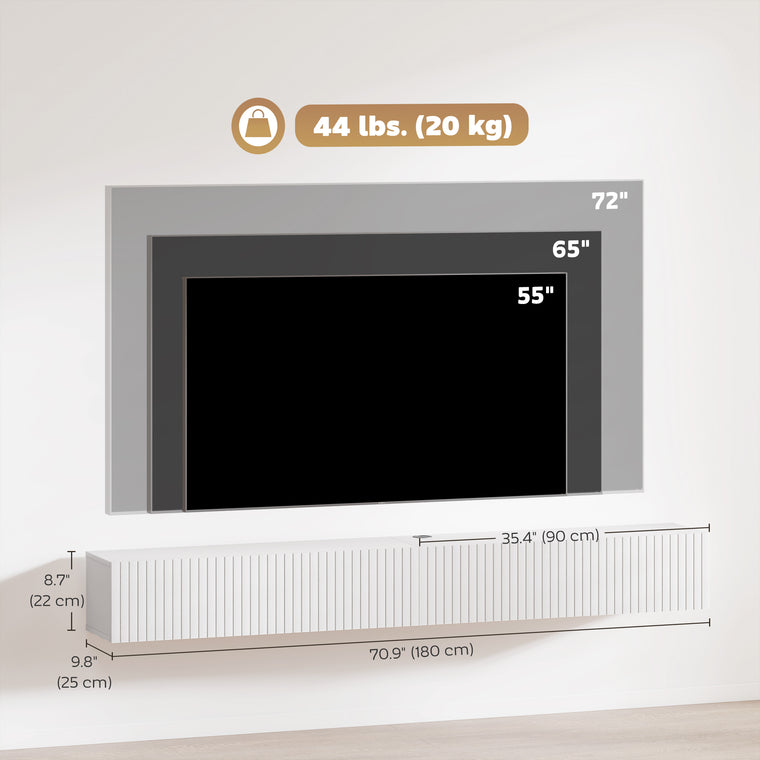 71" Floating TV Stand with Flip-Down Doors