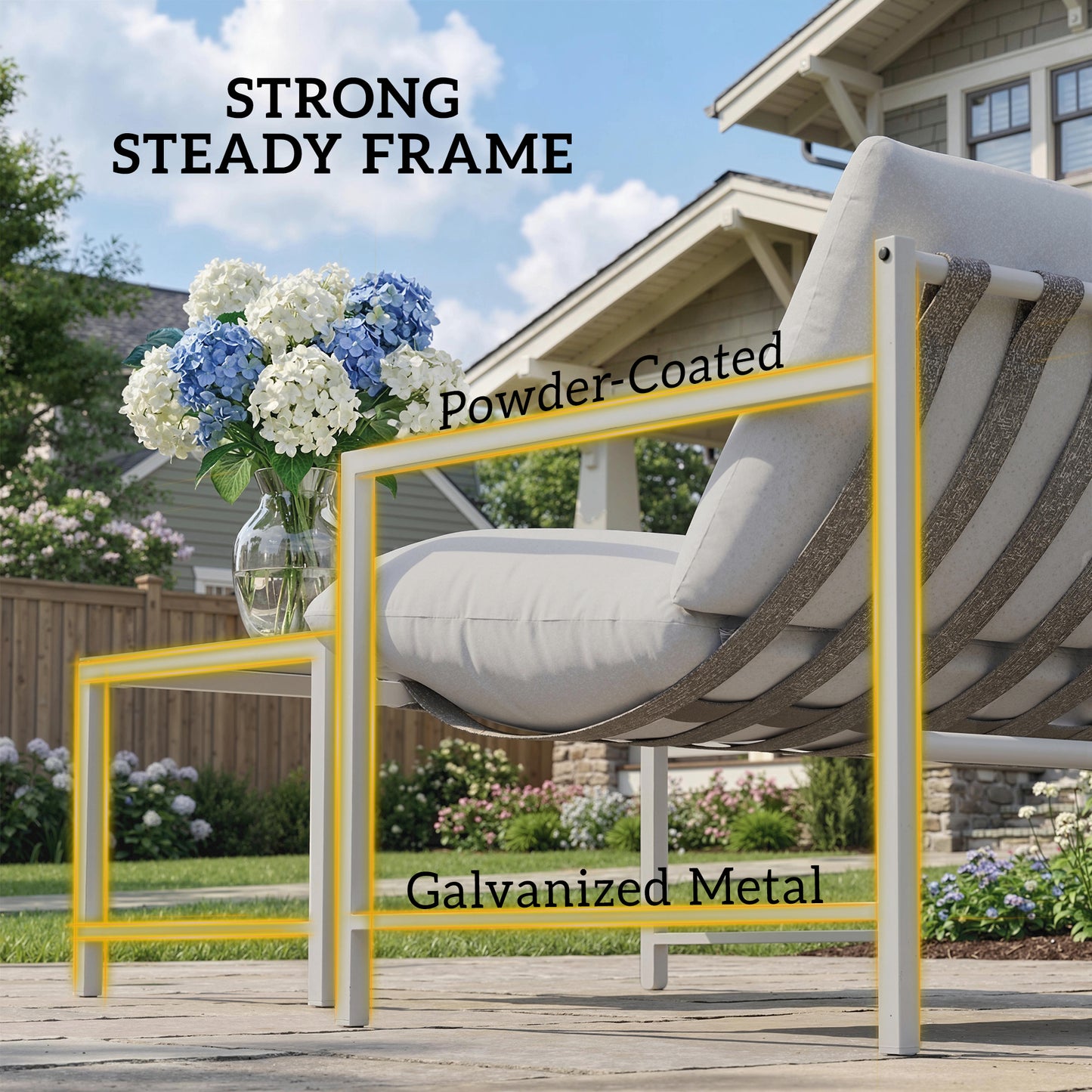 2 Piece Patio Furniture Set, Outdoor Loveseat Sofa Set with Thick Cushions and Coffee Table for Porch Garden, Light Grey