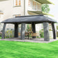 10' x 20' Patio Gazebo, Outdoor Gazebo Canopy Shelter with Netting, Vented Roof for Garden Dark Grey