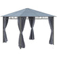 Polycarbonate Hardtop Gazebo Canopy, Outdoor Patio Gazebo with Aluminum Frame & Curtains, Dark Grey
