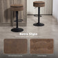 Set of 2 Barstools with Storage, Swivel Bar Stools with PU Leather Upholstered, Footrest, Steel Base, Brown