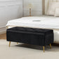 Storage Ottoman Bench, 43 Inch Large Storage Chest with Steel Legs and Padded Seat, Foot Rest, Load 485 lbs, Black
