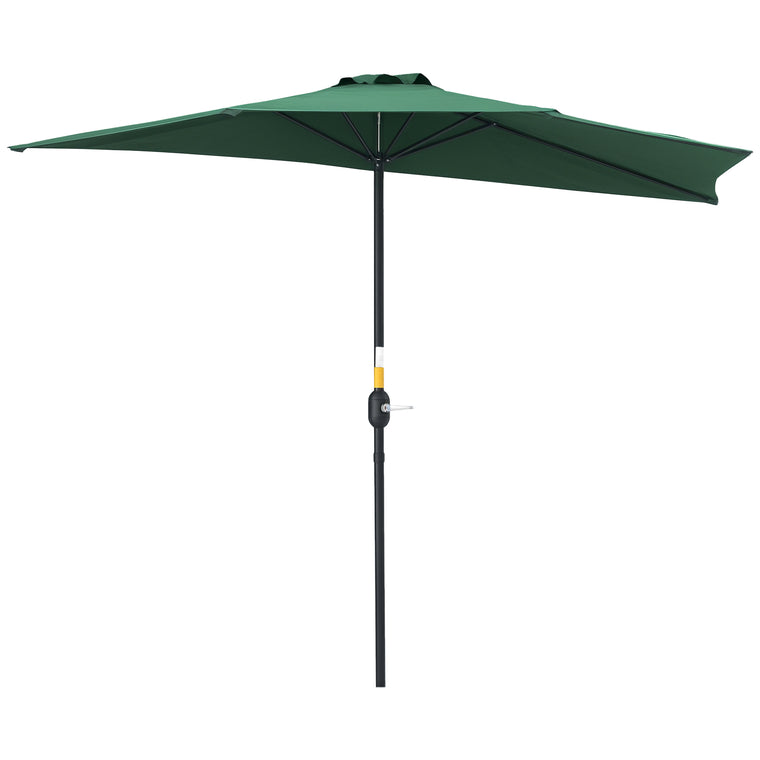 9ft Dark Green Half Round Table Umbrella with Crank Mechanism