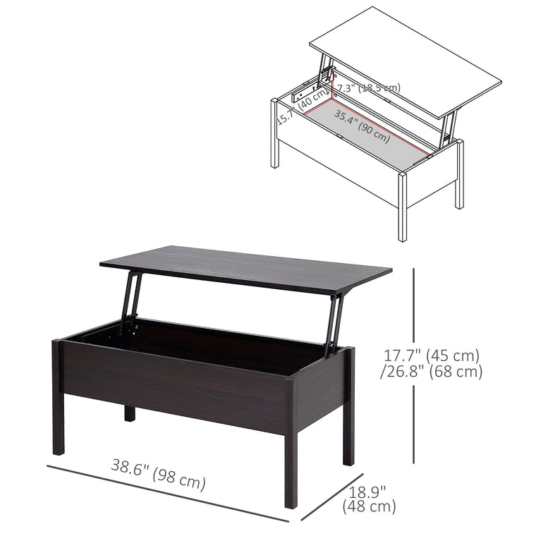 39" Lift-Top Coffee Table with Hidden Storage