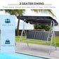 3-Seater Outdoor Swing Chair, Patio Swing, A Frame Porch Swing with Canopy, Garden Hammock Glider Bed, Light Grey