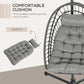 Hanging Egg Chair with Stand, Foldable Wicker Rattan Swing Chair with Thick Cushion, Light Grey