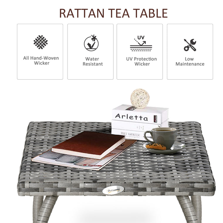 18" Grey Rattan Coffee Table with All-Weather PE