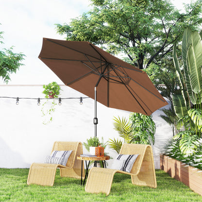10' x 8' Coffee Round Market Umbrella with Crank & Tilt