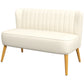 Modern 2 Seat Sofa for Bedroom, Upholstered Two Seater Couch with Rubber Wood Legs, Cream White