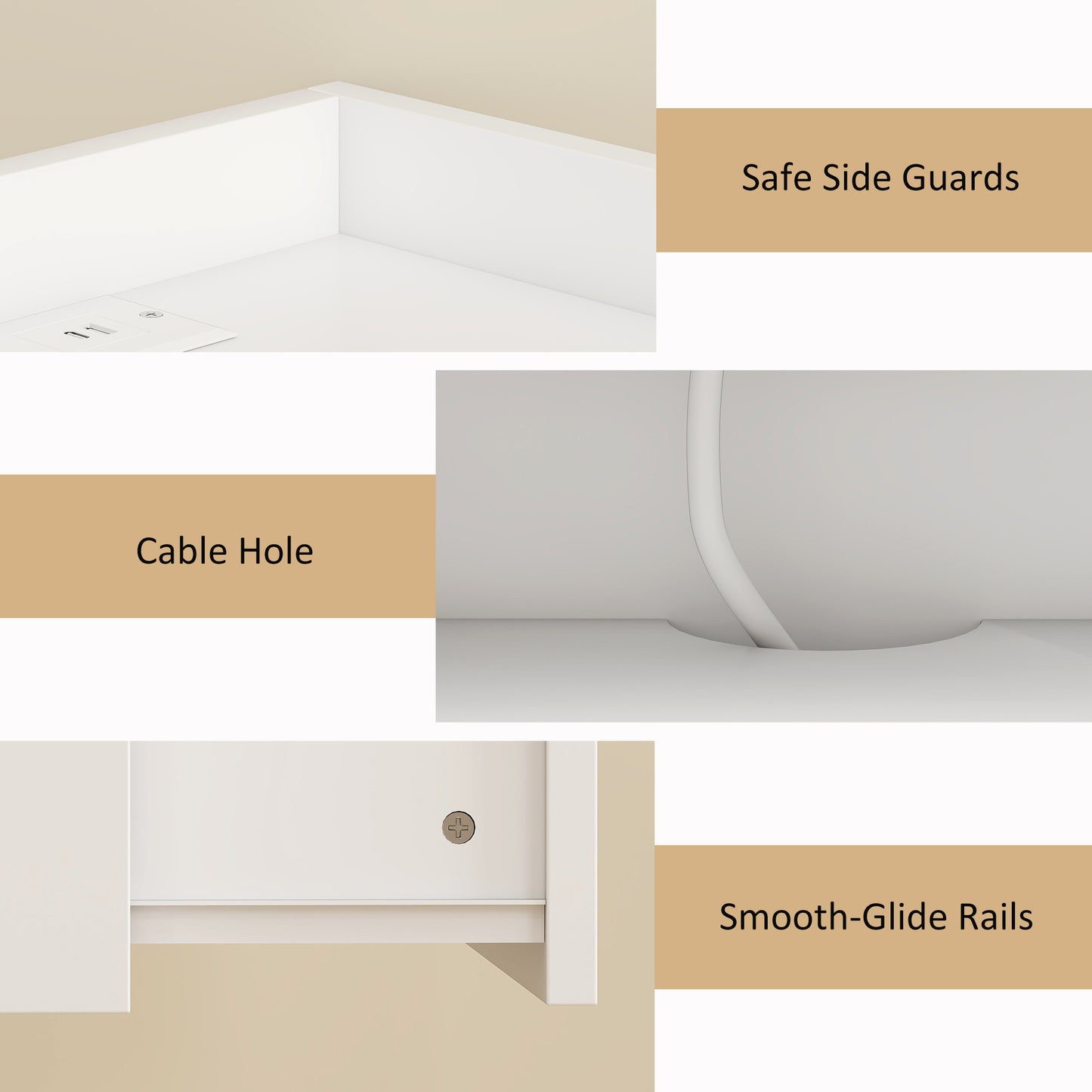 Wall Mounted Bedside Table, Set of 2 Floating Nightstand with Charging Station, Drawer and Open Shelf for Bedroom, White