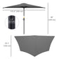 9.8ft Half Umbrella Semi Round Patio Parasol with Crank Handle, Top Vent for Garden, Balcony- NO BASE INCLUDED Dark Grey