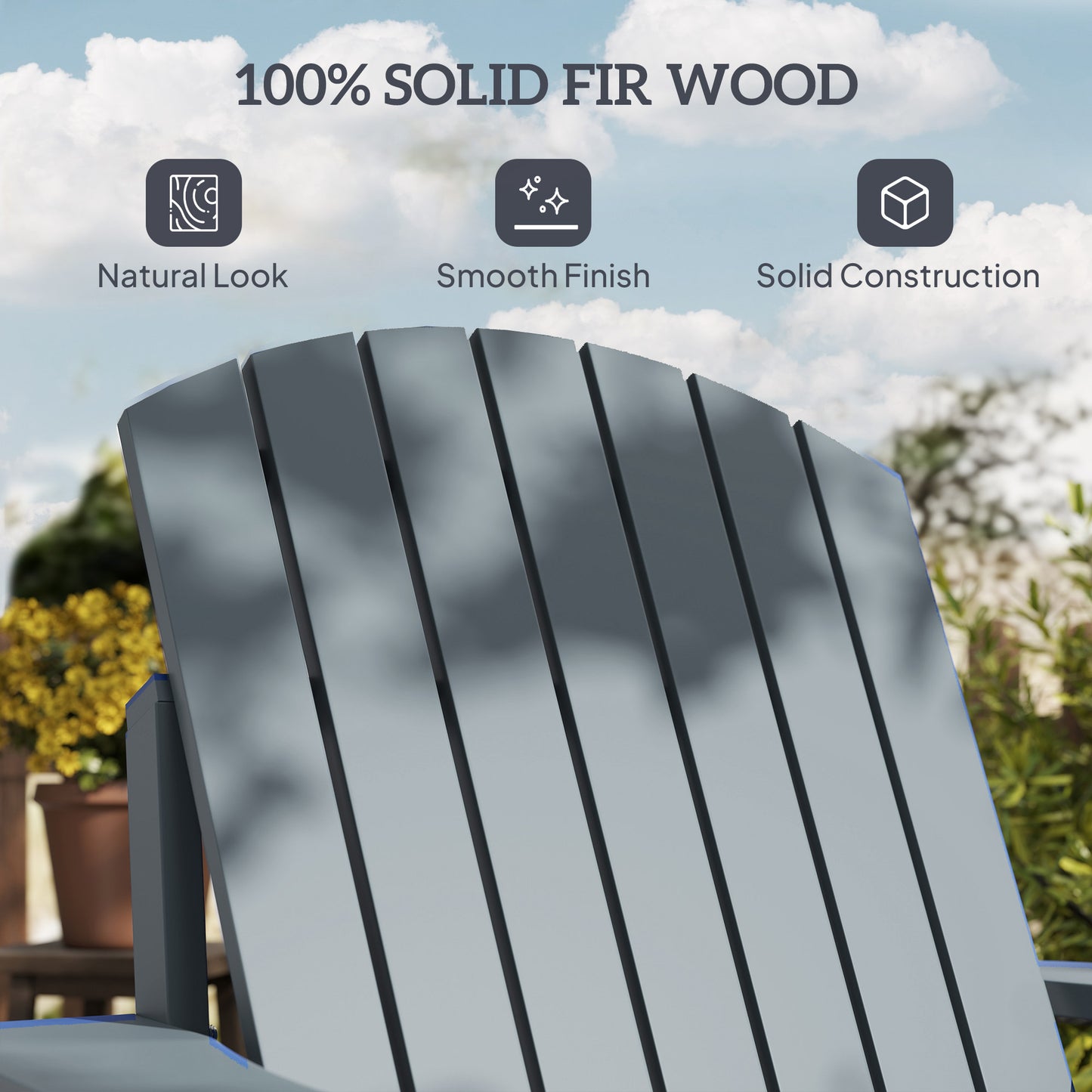 Classic Adirondack Chair, Muskoka Chairs, Garden Deck Chair with Cup Holder for Patio, Indoor, Backyard, Dark Grey