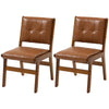 Tufted PU Leather Dining Chairs Set of 2 - Brown