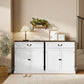 Buffet Cabinet, 32" Farmhouse Sideboard with Thick Top, Quiet Drawer and Adjustable Shelf, White Wood Grain