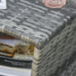 Rattan Wicker Side Table, 21.3" Square Outdoor End Table with Umbrella Hole 2-Tier Storage for Patio Garden Mixed Grey