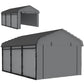 Metal Carport, Heavy Duty Garage Car Shelter with Galvanized Metal Roof and Removable Sidewalls, Light Grey