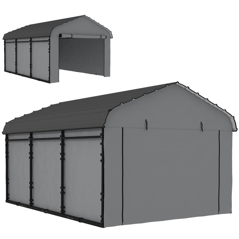 Heavy Duty Metal Carport with Galvanized Roof & Sidewalls
