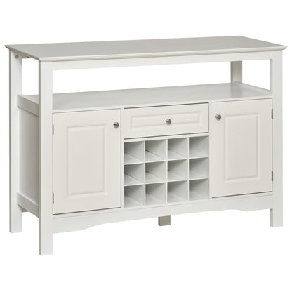 Buffet Bar Cabinet with 12-Bottle Wine Rack - White