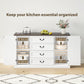 Farmhouse Sideboard with Charging Station, 58" Buffet Cabinet, Kitchen Storage Cabinet with 4 Drawers, 2 Doors, White