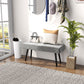 39 Inches Upholstered Bedroom Bench, Modern End of Bed Bench with Steel Legs, Grey