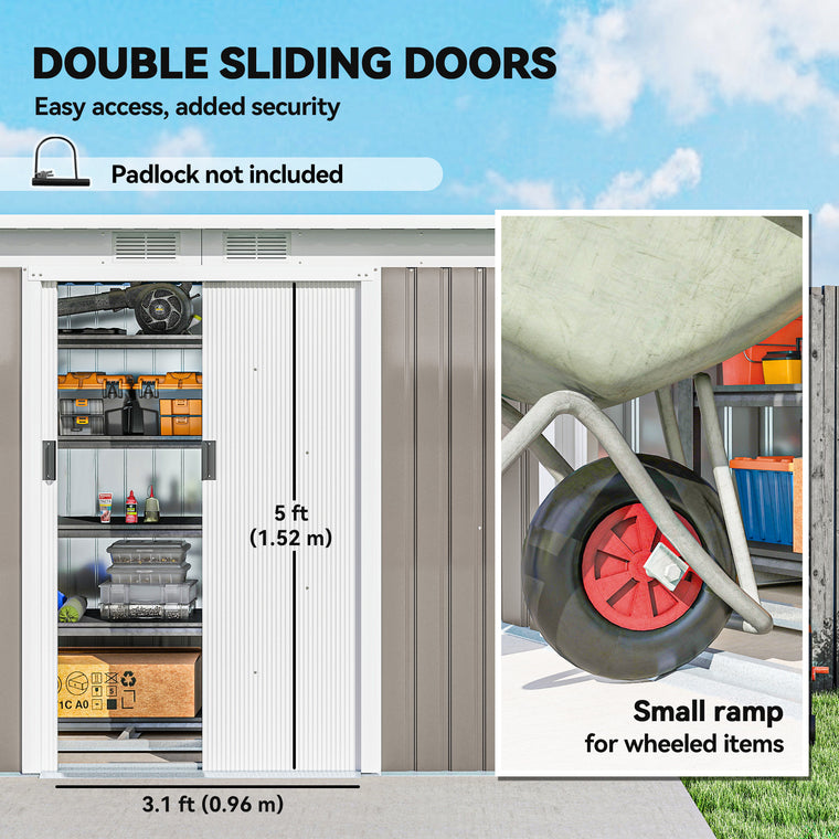 9' x 4' Metal Storage Shed with Foundation Kit and Ventilation