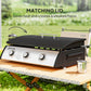 Propane Gas Grill with 3 Main Burners, 8530 BTU Outdoor BBQ Grill Cart with Non-Stick Griddle and Lid, Black