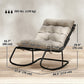 Outdoor Rocking Chair, Oversized Rocking Patio Chair with 25" Extra Wide Mesh Seat and Cushion, Khaki