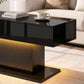 LED Coffee Table with Storage, High Gloss Modern Center Table with 2 Drawers and Remote Control for Living Room, Black
