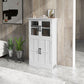 Modern Sideboard Cabinet, Freestanding Sideboards and Buffets with Glass Doors, 4-tier Shelving and Adjustable Shelves
