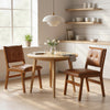 Set of 2 Kitchen Chairs, Button Tufted PU Leather Upholstered Dining Chairs with Rubberwood Legs for Dining Room, Brown