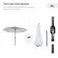 10' x 8' Round Market Umbrella, Patio Umbrella with Crank Handle and Tilt, Outdoor Parasol for Garden, White