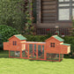 123" Extra Large Chicken Coop Wooden Poultry House Rabbit Hutch Hen Backyard with Outdoor Run Ramps and Nesting Boxes, Orange