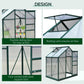 6.2' x 4.3' x 6.6' Clear Polycarbonate Greenhouse Large Walk-In Green House Garden Plants Grow Galvanized Base Aluminium Frame w/ Slide Door