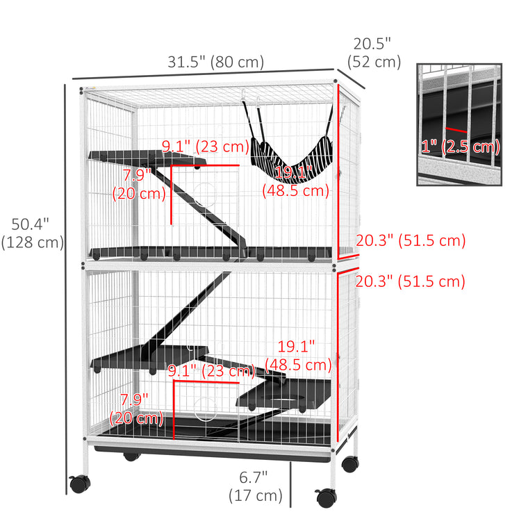 5-Tier Light Grey Rolling Guinea Pig Cage for Small Animals