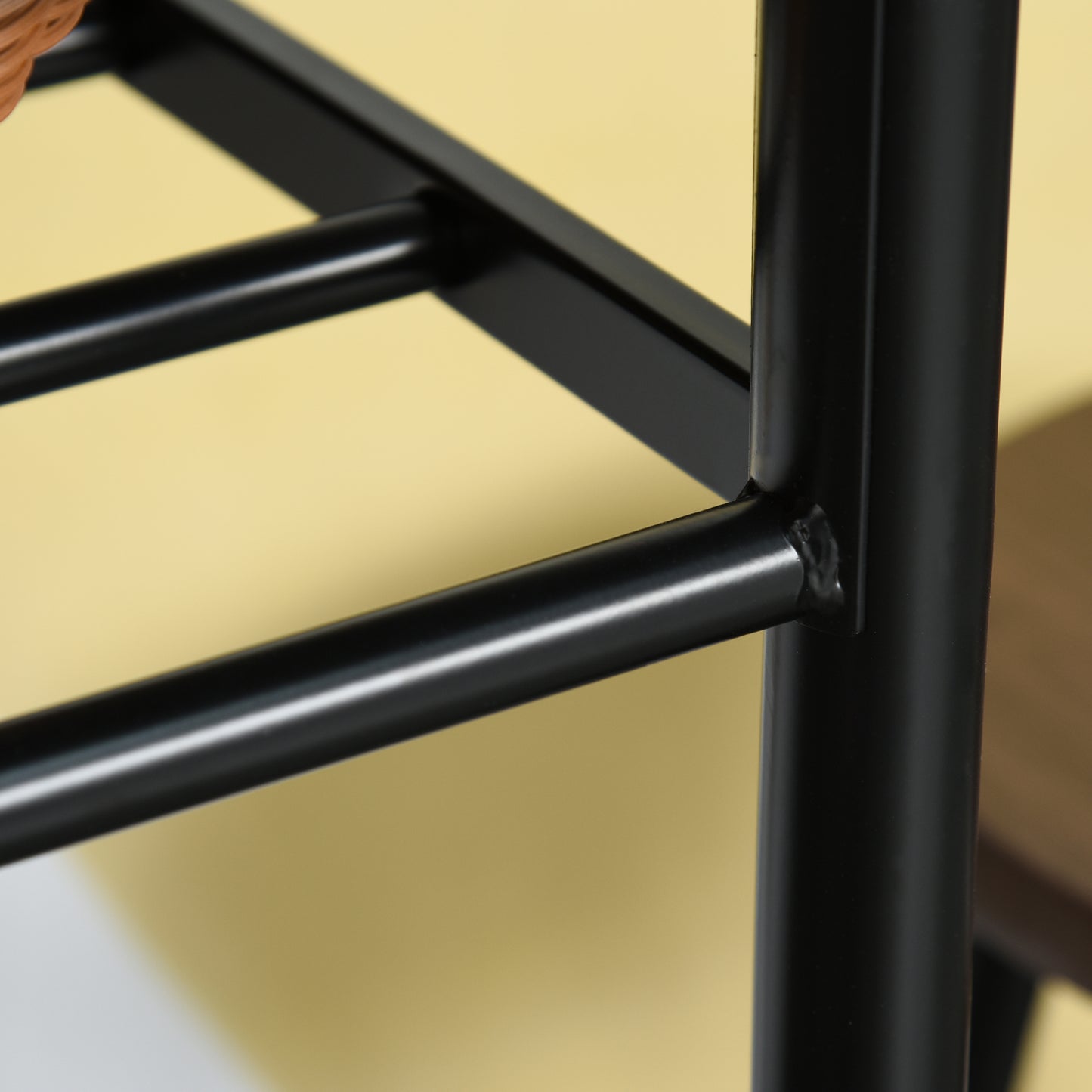 3 Piece Counter Height Bar Table Set with 1 Table, 2 Matching Stools, Dining Table Set with Storage Shelf and Metal Frame Footrest, Black and Oak