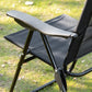 Set of 4 Camping Chairs, Outdoor Folding Lounge Chair Set with 5 Level Adjustable Backrest, Removable Headrest, Armrest for Camping, Backyard, Grey