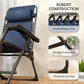 Zero Gravity Chair Set of 2, Folding Reclining Outdoor Lounge Chair with Cup Holder, Headrest, Dark Blue
