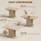 Extendable Dining Table for 4-6 People, 43.3"-51.2" Kitchen Table with 6 Open Shelves, Natural Wood