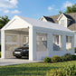 10' x 20' White Heavy Duty Carport with Doors & Windows