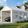 10' x 20' White Heavy Duty Carport with Doors & Windows