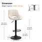 Bar Stools Set of 2, Swivel Counter Height Barstools with Adjustable Height, Linen Upholstered Bar Chairs with Round Metal Base and Footrest, Cream